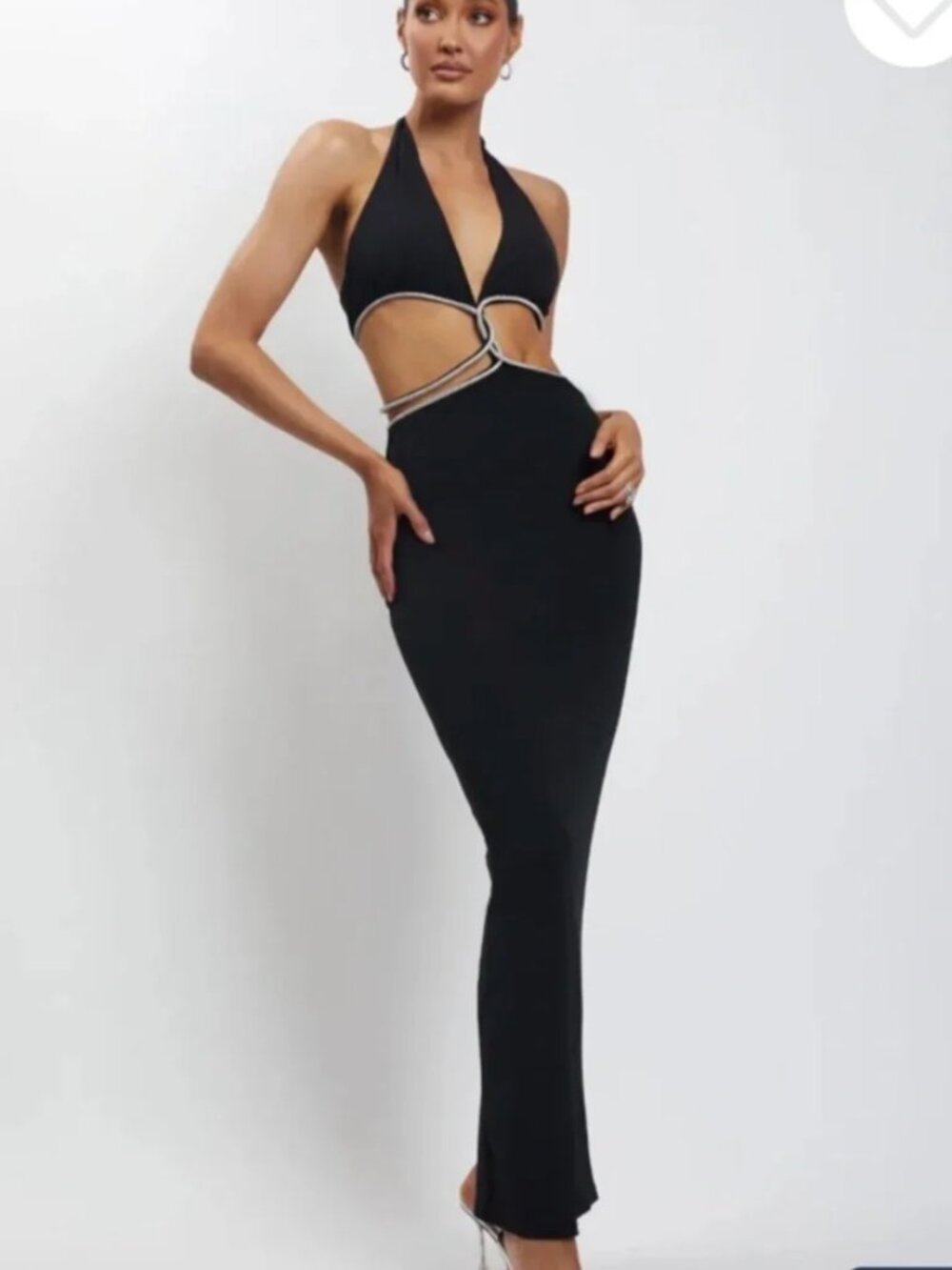 NWT Meshki Nicha Diamante Cut Out Maxi Dress - Black